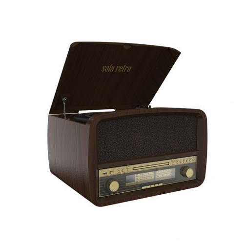 מערכת שמע רטרו משולבת פטיפון עם מארז עץ מלא SAFA