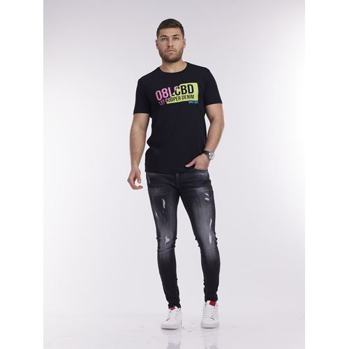 טי שירט קצרה הדפס אסימטרי