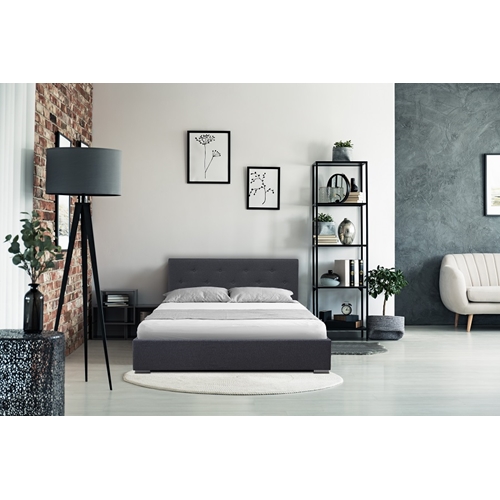 מיטה זוגית מרופדת בד + ארגז מצעים מבד DARIA