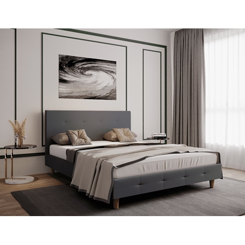 מיטה זוגית מרופדת בד דגם JENNY צבע אפור