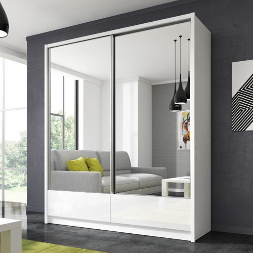 ארון הזזה 180 ס"מ עם 2 דלתות מראה ומגירות