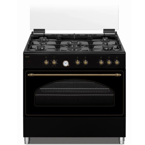 תנור אפייה משולב כיריים גז 90 ס"מ בעיצוב כפרי שחור