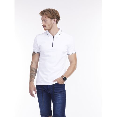 חולצת פולו עם רוכסן צבעוני