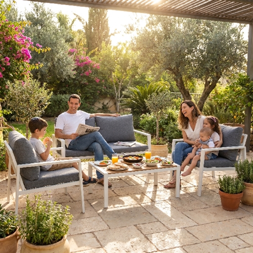 מערכת ישיבה אלומיניום בז' Australia Garden piano