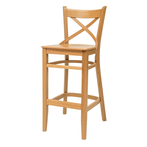 כיסא בר דגם קרן בעץ אלון בלבד/ מושב עץ או מרופד