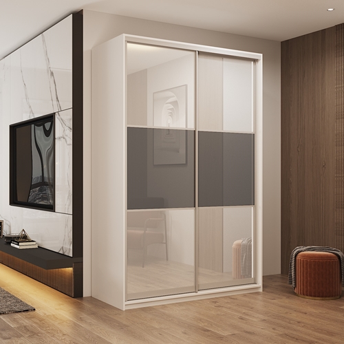 ארון הזזה 150 ס"מ דגם אלמוג + דלתות משולבות זכוכית