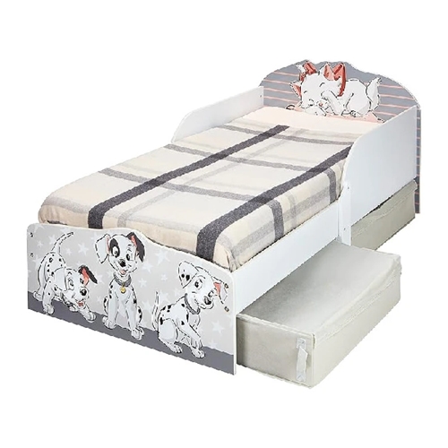 מיטת ילדים מעץ דגם כלבים כולל 2 מגירות אחסון