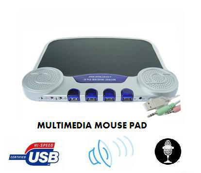 משטח מולטימדיה לעכבר + רמקולים + מפצל USB