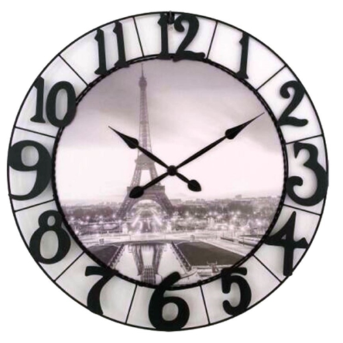 שעון קיר ענק עם תמונה של מגדל אייפל פריז