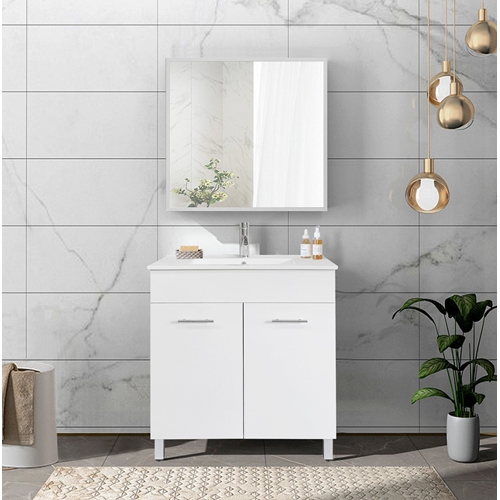 ארון אמבטיה עומד+כיור חרס ומראה לוטוס טודו דיזיין