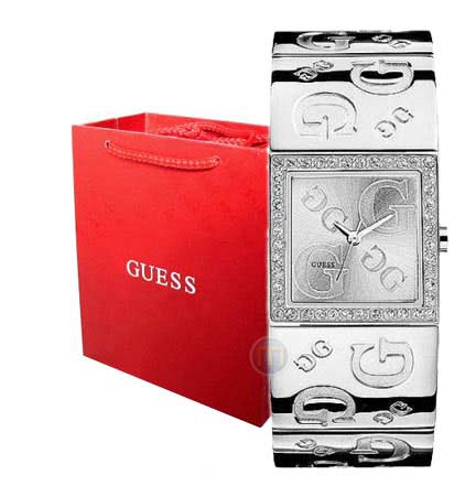 שעון צמיד פלדה משובץ קריסטלים לאישה GUESS