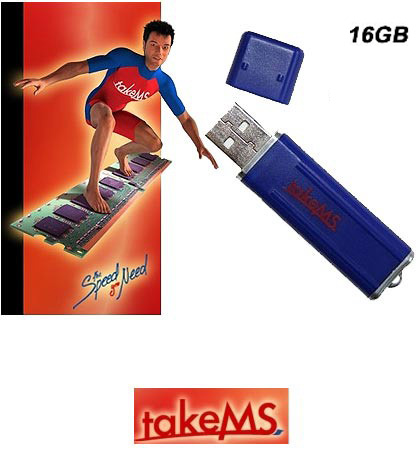 זיכרון נייד בנפח TakeMs DISK ON KEY USB 2.0 16GB