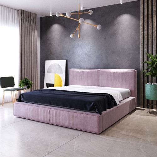 מיטה זוגית 190*140 מפוארת מרופדת בד קטיפה גריזלי