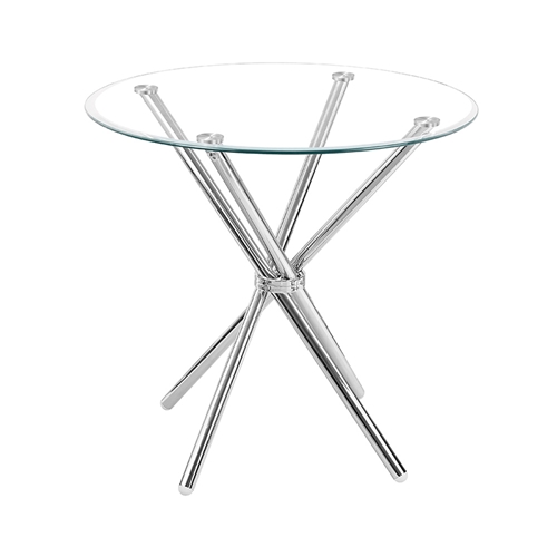שולחן אוכל זכוכית עגול 80 ס"מ עם רגלי כרום לסטר