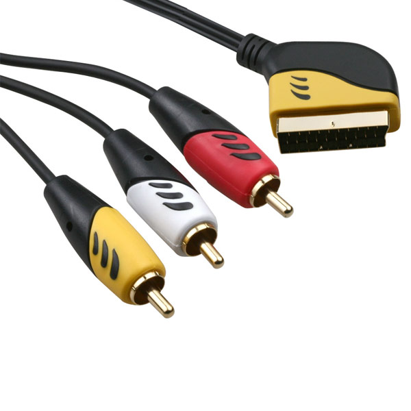 כבל SCART ל-3xRCA באורך 5 מטר Smartcom