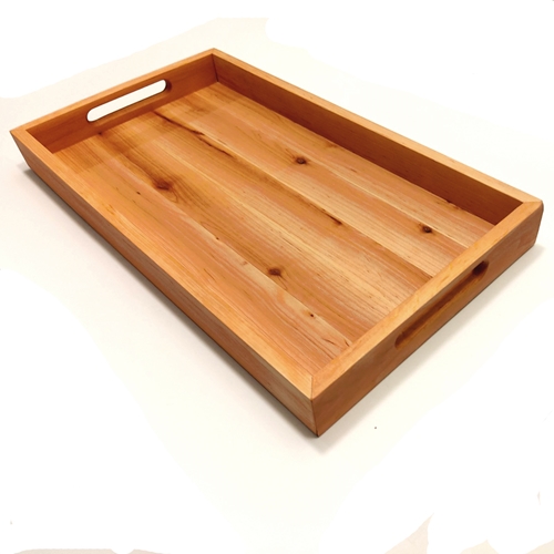 מגש מלבני עם דפנות וידיות אחיזה 45x25 ס''מ עץ מלא