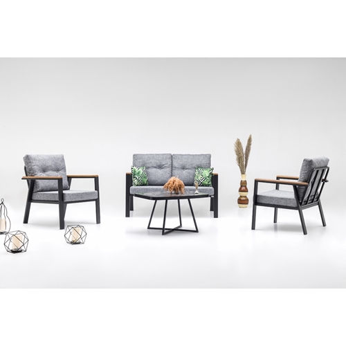 מערכת ישיבה 3 חלקים לגינה/מרפסת שחר LEONARDO