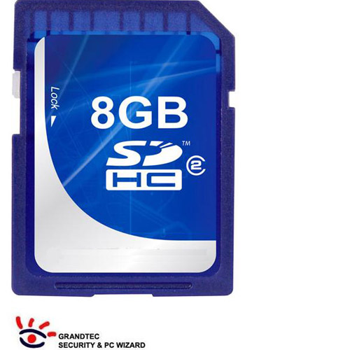 כרטיס זיכרון SD בנפח גדול של 8GB