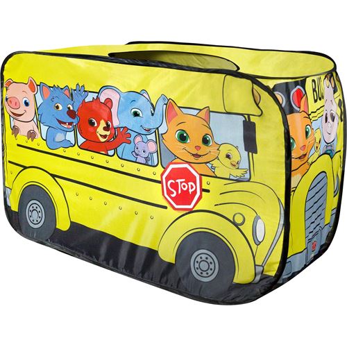 אוהל קוקומלון בעיצוב אוטובוס בית ספר צהוב עם דמויות מאויר...