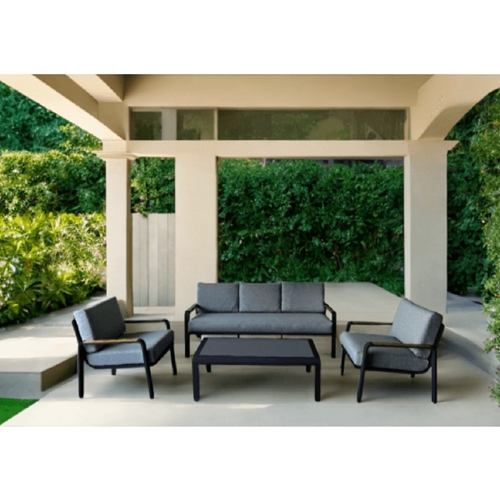 מערכת ישיבה 4 חלקים דגם איטליה שלדה בגוון שחור