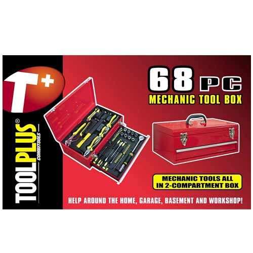 ארגז כלי עבודה איכותי 68 חלקים TOOLPLUS
