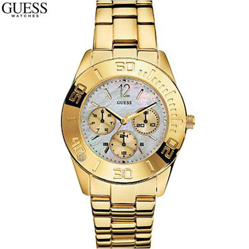 שעון פלדה סטייל כרונו מוזהב מפואר GUESS