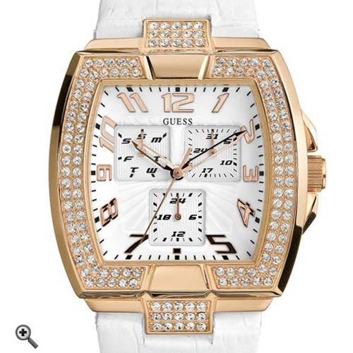 שעון מלבני משובץ קריסטלים נוצצים GUESS